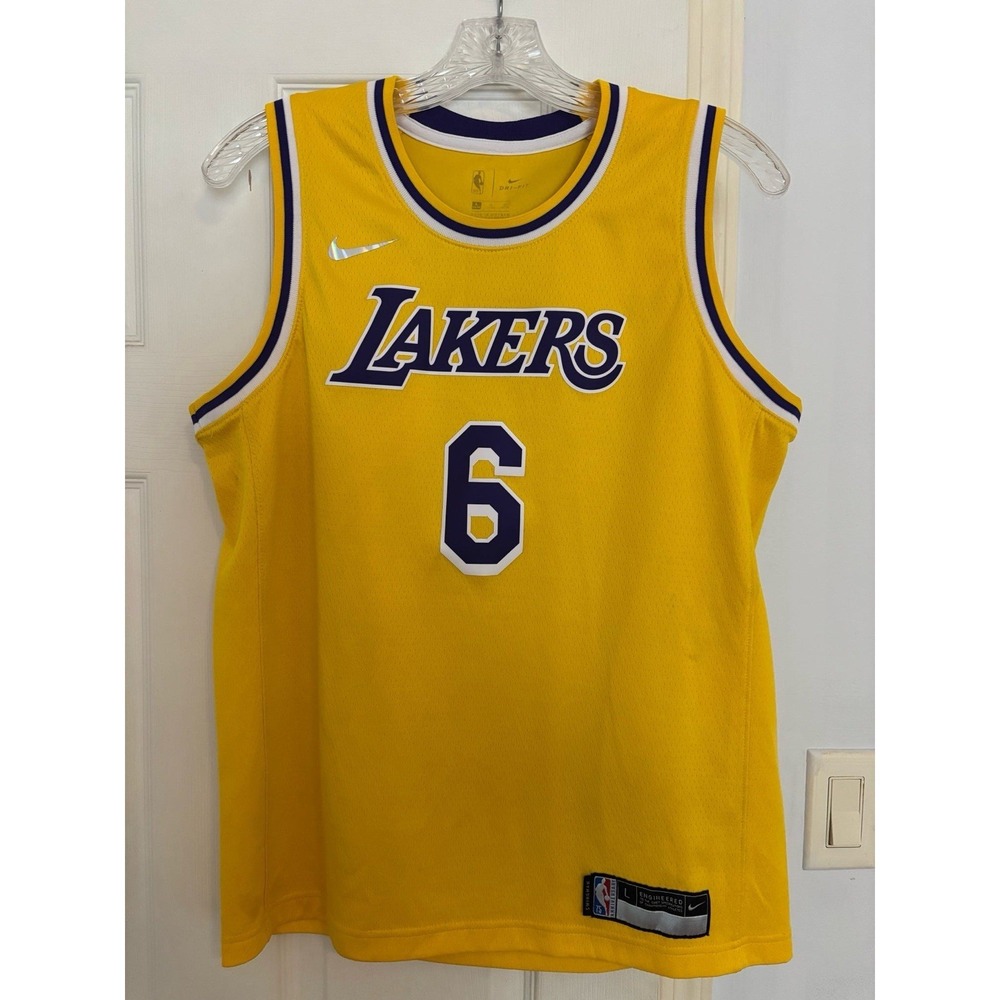 Nike NBA Los Angeles Lakers Lebron James #6 Swingman‎ Jersey Sz Youth Large V-17
